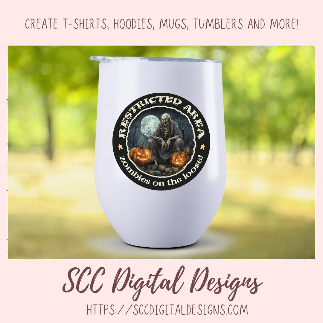 Halloween Zombie Clipart for T-Shirts for Men, Fall Crafting Designs Spooky Vibes Haunted House for Door Hanger PNG Clip Art Commercial Use