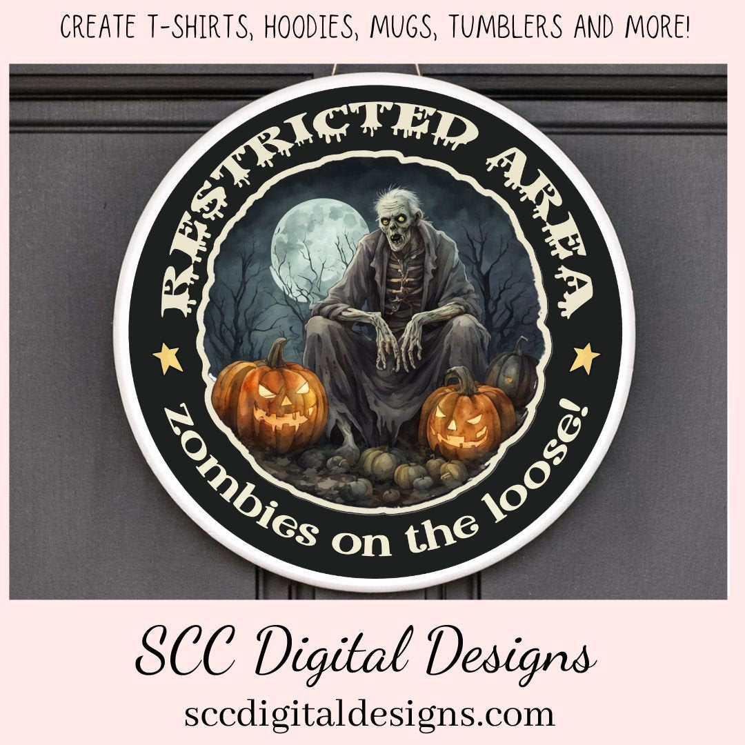 Halloween Zombie Clipart for T-Shirts for Men, Fall Crafting Designs Spooky Vibes Haunted House for Door Hanger PNG Clip Art Commercial Use