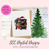 Cute Black Pug Stickers for Digital or Paper Planners, Christmas PNG Pre-Cropped Clipart Printable Stickers for Women, Digital Scrapbooking Supplies