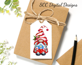 Printable Tags Christmas Gnomes - 8 Tags With 2 Images - Unique Hostess Gift Tag - Gnome for Holidays - Xmas Candy - Santa Hat Gnomies