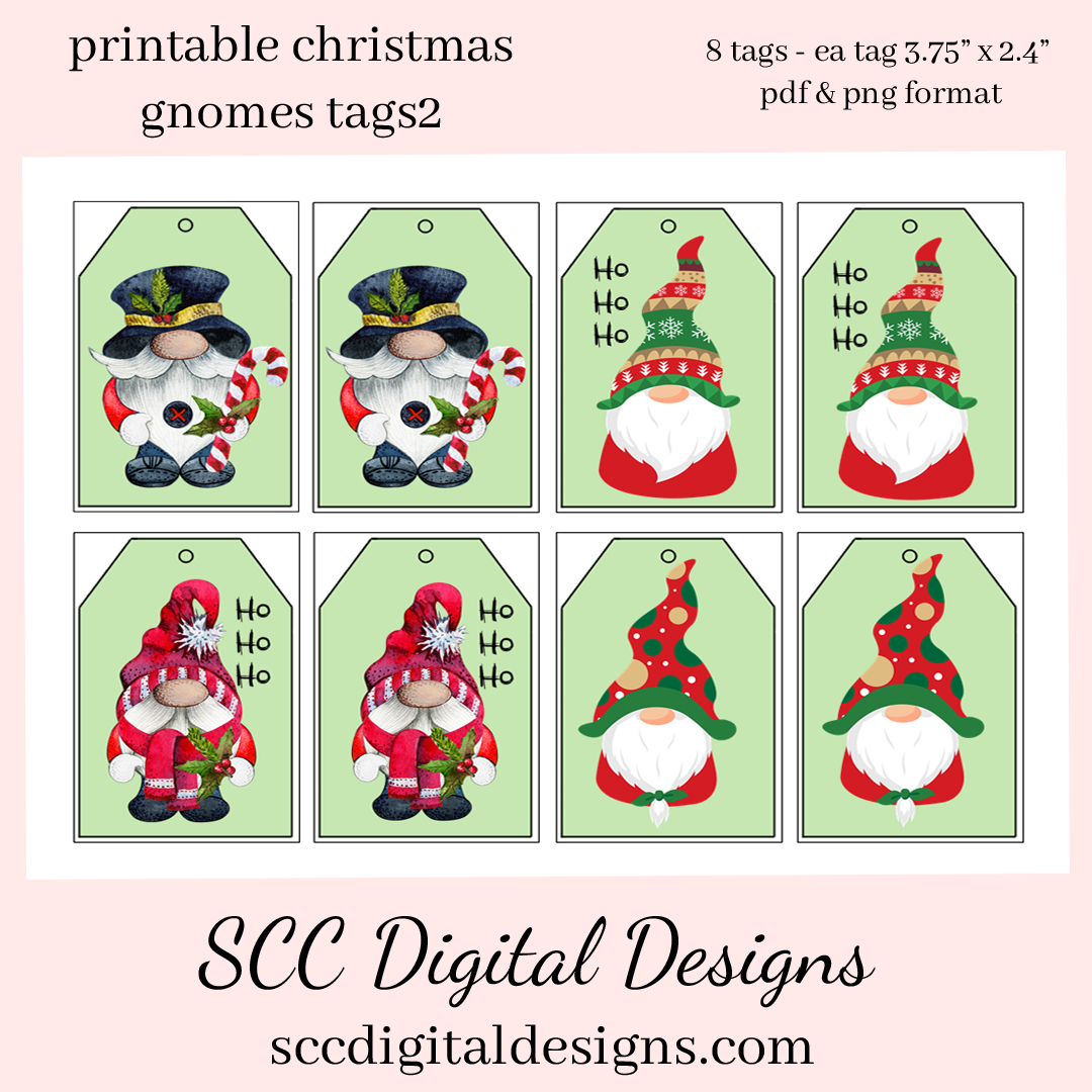 Gnomes Stickers. Christmas Stickers. Stickers Printable PNG By