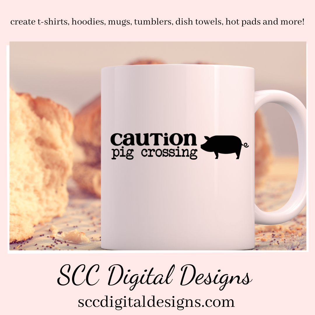 Animal SVG Bundle, Caution Pig Crossing, Chicken, Cow, Goat, Farmhouse Decor, DIY Gift for Her, Instant Download, Commercial Use Art