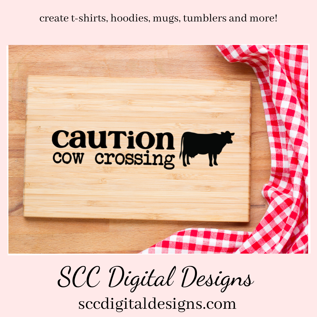 Animal SVG Bundle, Caution Pig Crossing, Chicken, Cow, Goat, Farmhouse Decor, DIY Gift for Her, Instant Download, Commercial Use Art