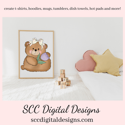 Easter Clipart PNG, Word Art, Easter Basket, Colored Eggs, Spring Flowers, Bear Clip Art, Clipart for Stickers, Commercial Use Art, Instant Download, PNG Files for Shirts, Wordart PNG, Pink Flowers, Chick & Cross