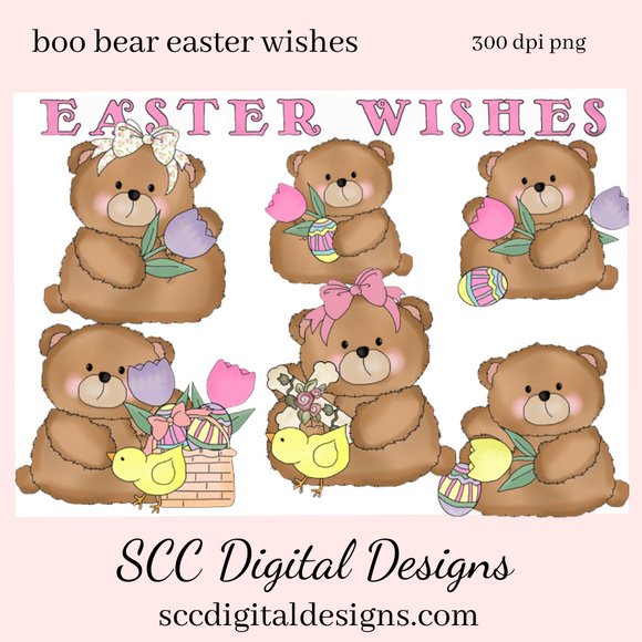 Easter Clipart PNG, Word Art, Easter Basket, Colored Eggs, Spring Flowers, Bear Clip Art, Clipart for Stickers, Commercial Use Art, Instant Download, PNG Files for Shirts, Wordart PNG, Pink Flowers, Chick & Cross