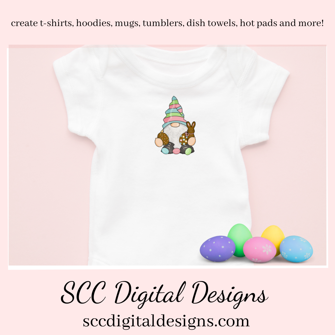 Our Easter gnome clipart with colored eggs and chocolate bunnies is an instant download and is great to make diy Easter gifts, gnome png for tumblers, and stickers, Easter t-shirts & hoodies for kids, and so much more! Clipart for Stickers, DIY Gift for Her, Easter Designs, Spring Clipart png, Gnome lover Gift, Bunny Clip Art, Colored Eggs & chick