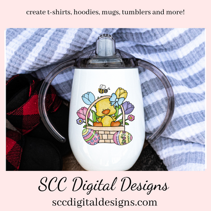 Our Easter basket duckie clipart is great to create holiday home decor, coffee mugs, Easter png for tumblers, and stickers, t-shirts & hoodies for kids, and so much more! Clipart for Stickers, DIY Gift for Her, Colored Eggs, duck clip art, Instant Download, DIY Easter Gifts, Easter Designs, Spring Clipart png, Commercial Use Art