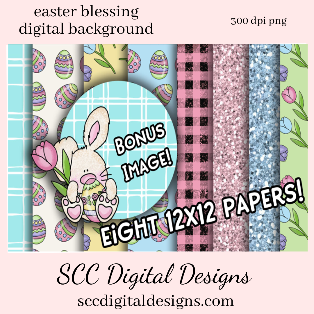 Easter Blessings Digital Paper / Backgrounds - Create DIY Printables - Commercial Use