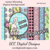 Easter Blessings Digital Paper / Backgrounds - Create DIY Printables - Commercial Use