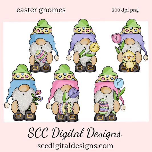 Easter Gnomes Clipart, Gnome PNG for Tumblers, Bunny Clip Art, Clipart for Stickers, DIY Gift for Her, Colored Eggs, Chick, Instant Download