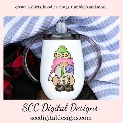 Easter Gnomes Clipart, Gnome PNG for Tumblers, Bunny Clip Art, Clipart for Stickers, DIY Gift for Her, Colored Eggs, Chick, Instant Download