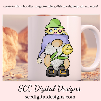 Easter Gnomes Clipart, Gnome PNG for Tumblers, Bunny Clip Art, Clipart for Stickers, DIY Gift for Her, Colored Eggs, Chick, Instant Download
