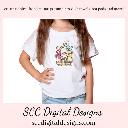 Easter Clipart PNG, Word Art, Easter Basket, Bear, Rabbit, Eggs, Spring Flowers, Clip Art for Kids, Clipart for Stickers, Commercial Use Art, Instant Download, PNG Files for Shirts, Wordart PNG, Pink Flowers, Bunny Rabbit, Chick