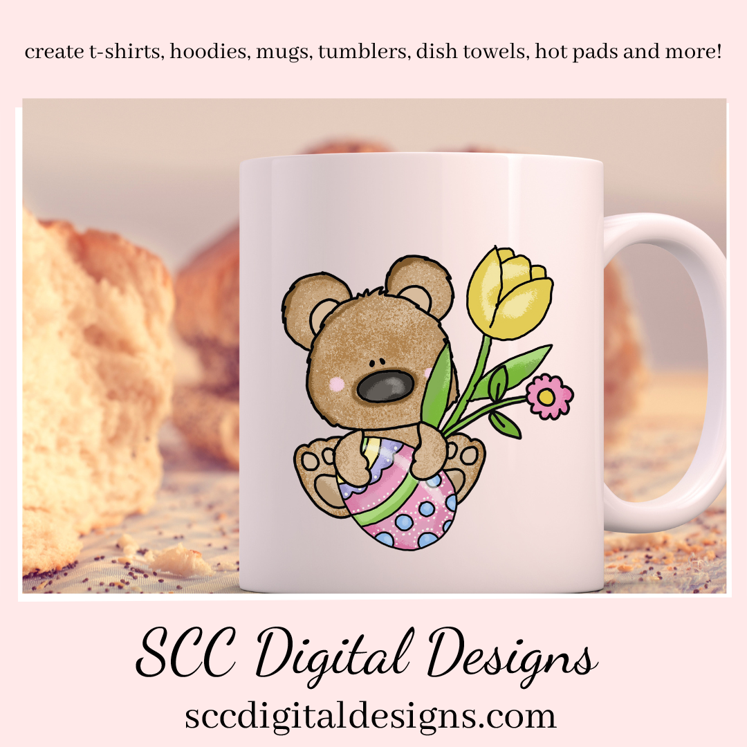 Easter Clipart PNG, Word Art, Easter Basket, Bear, Rabbit, Eggs, Spring Flowers, Clip Art for Kids, Clipart for Stickers, Commercial Use Art, Instant Download, PNG Files for Shirts, Wordart PNG, Pink Flowers, Bunny Rabbit, Chick
