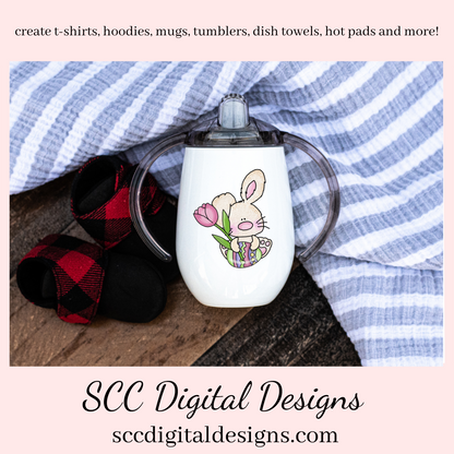 Easter Clipart PNG, Word Art, Easter Basket, Bear, Rabbit, Eggs, Spring Flowers, Clip Art for Kids, Clipart for Stickers, Commercial Use Art, Instant Download, PNG Files for Shirts, Wordart PNG, Pink Flowers, Bunny Rabbit, Chick