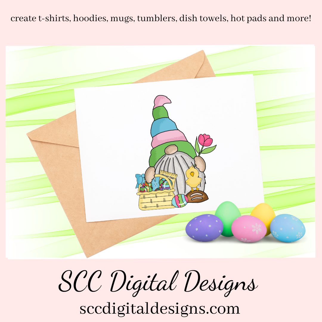 Our Easter gnome clipart with colored eggs and Easter baskets is an instant download and is great to make diy Easter gifts, gnome png for tumblers, and stickers, Easter t-shirts & hoodies for kids, and so much more! Clipart for Stickers, DIY Gift for Her, Easter Designs, Spring Clipart png, Gnome lover Gift, Colored Eggs & chick
