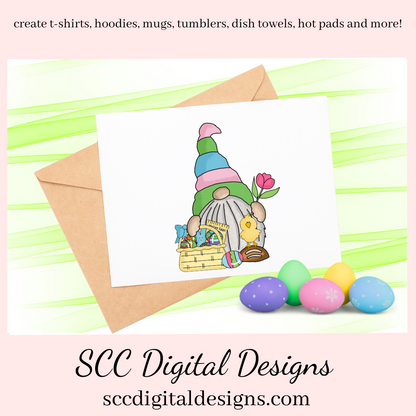 Our Easter gnome clipart with colored eggs and Easter baskets is an instant download and is great to make diy Easter gifts, gnome png for tumblers, and stickers, Easter t-shirts & hoodies for kids, and so much more! Clipart for Stickers, DIY Gift for Her, Easter Designs, Spring Clipart png, Gnome lover Gift, Colored Eggs & chick
