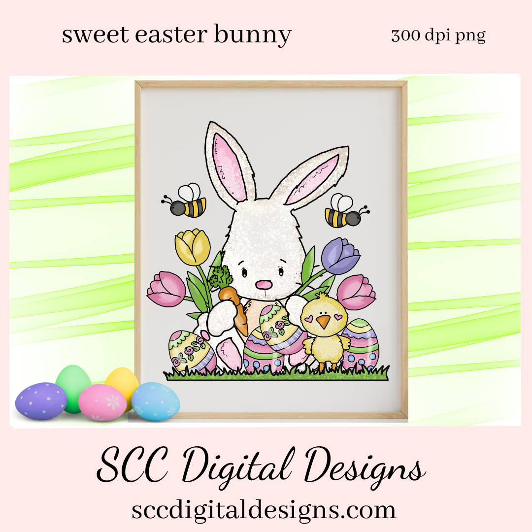 Our Easter Bunny Clipart is great to create holiday home decor, clip art to create tumblers and stickers & more. Our little rabbit png is adorable with colored eggs, spring tulips and a little chick would make adorable diy Easter gifts. Our clipart makes great diy gifts for her, is instant download after payment. Easter Designs, Commercial Use Art